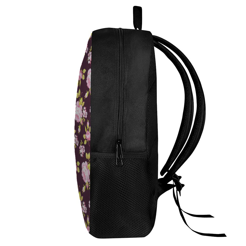 Vintage Pink Rose Floral Pattern Print 17 Inch Backpack