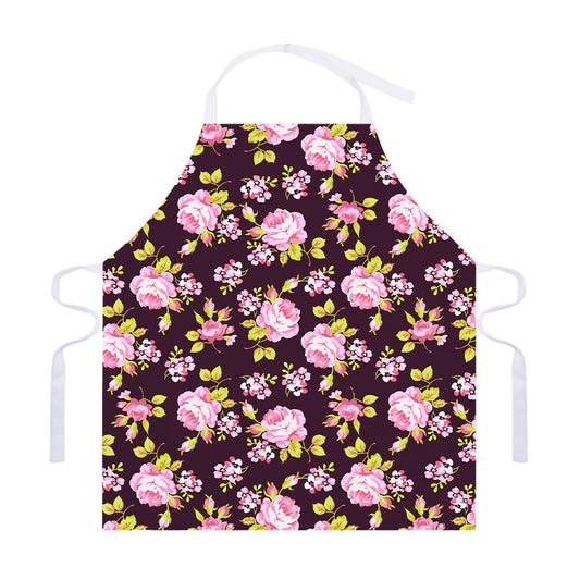 Vintage Pink Rose Floral Pattern Print Adjustable Apron