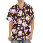 Vintage Pink Rose Floral Pattern Print Aloha Shirt