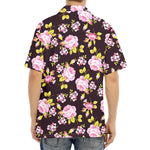 Vintage Pink Rose Floral Pattern Print Aloha Shirt