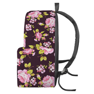 Vintage Pink Rose Floral Pattern Print Backpack