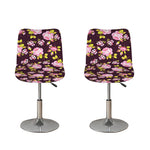 Vintage Pink Rose Floral Pattern Print Bar Stool Covers