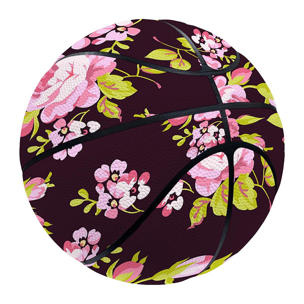 Vintage Pink Rose Floral Pattern Print Basketball