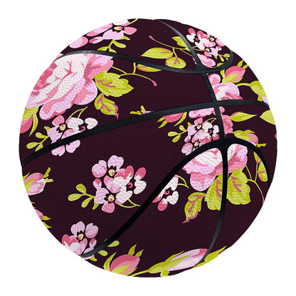 Vintage Pink Rose Floral Pattern Print Basketball