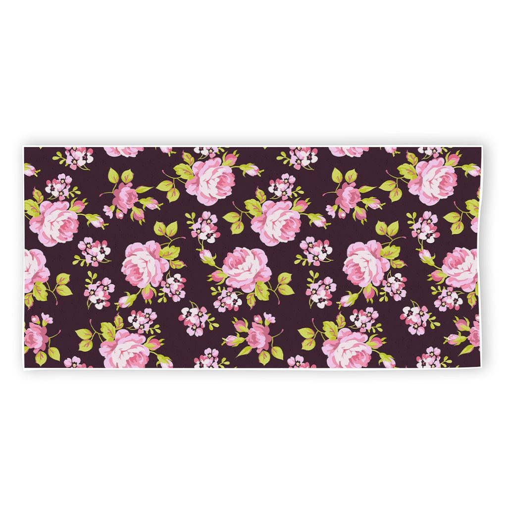 Vintage Pink Rose Floral Pattern Print Beach Towel