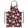 Vintage Pink Rose Floral Pattern Print Bib Apron With Pocket