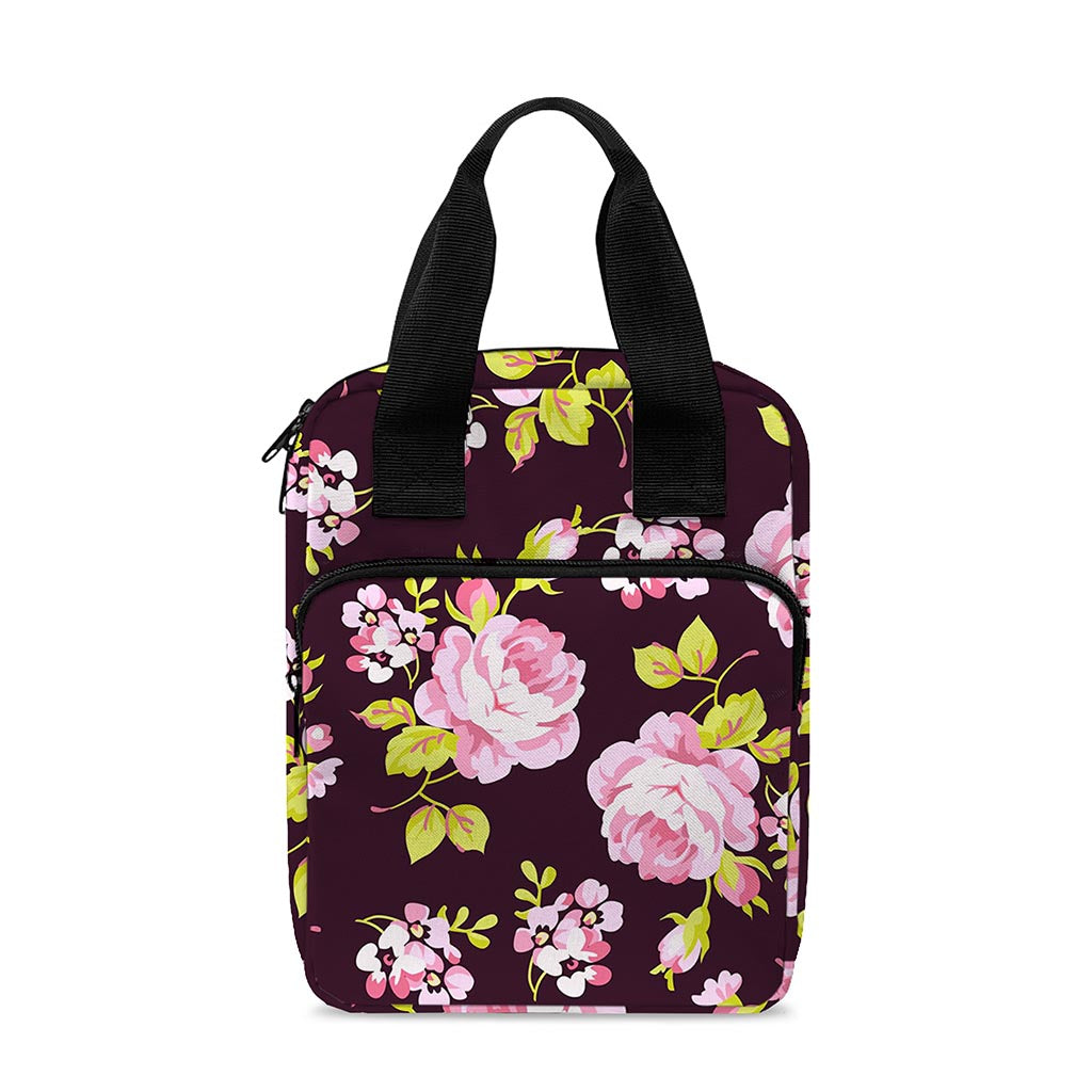 Vintage Pink Rose Floral Pattern Print Bible Tote Bag