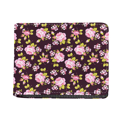Vintage Pink Rose Floral Pattern Print Bifold Wallet