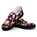 Vintage Pink Rose Floral Pattern Print Black Slip On Sneakers