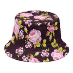 Vintage Pink Rose Floral Pattern Print Bucket Hat