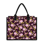 Vintage Pink Rose Floral Pattern Print Canvas Tote Bag