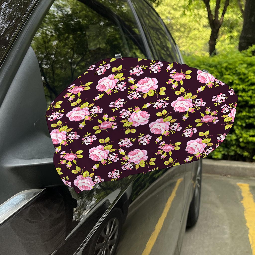 Vintage Pink Rose Floral Pattern Print Car Side Mirror Covers