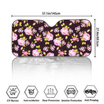 Vintage Pink Rose Floral Pattern Print Car Windshield Sun Shade