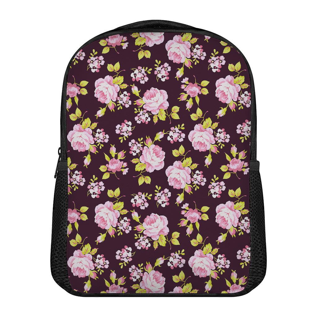 Vintage Pink Rose Floral Pattern Print Casual Backpack