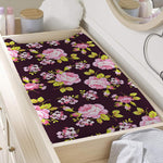 Vintage Pink Rose Floral Pattern Print Changing Pad Cover
