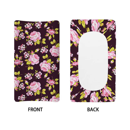 Vintage Pink Rose Floral Pattern Print Changing Pad Cover