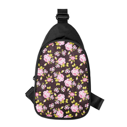 Vintage Pink Rose Floral Pattern Print Chest Bag