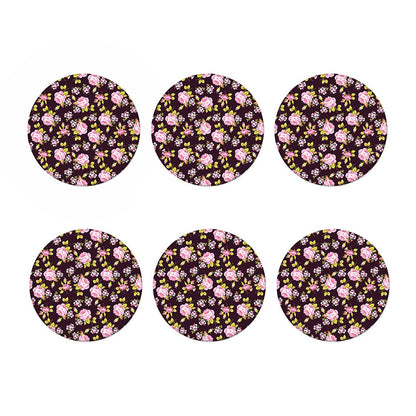 Vintage Pink Rose Floral Pattern Print Coaster Set
