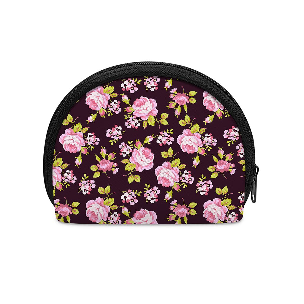 Vintage Pink Rose Floral Pattern Print Coin Purse