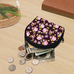 Vintage Pink Rose Floral Pattern Print Coin Purse