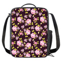 Vintage Pink Rose Floral Pattern Print Crossbody Lunch Bag