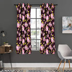 Vintage Pink Rose Floral Pattern Print Curtain