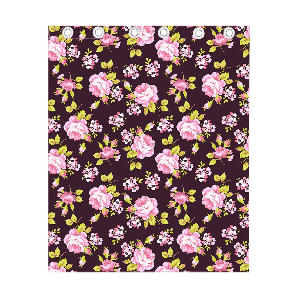 Vintage Pink Rose Floral Pattern Print Curtain