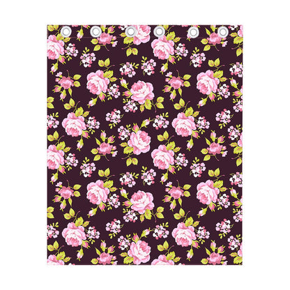 Vintage Pink Rose Floral Pattern Print Curtain