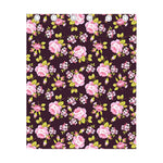 Vintage Pink Rose Floral Pattern Print Curtain
