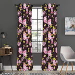 Vintage Pink Rose Floral Pattern Print Curtain