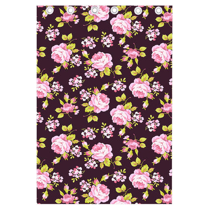 Vintage Pink Rose Floral Pattern Print Curtain