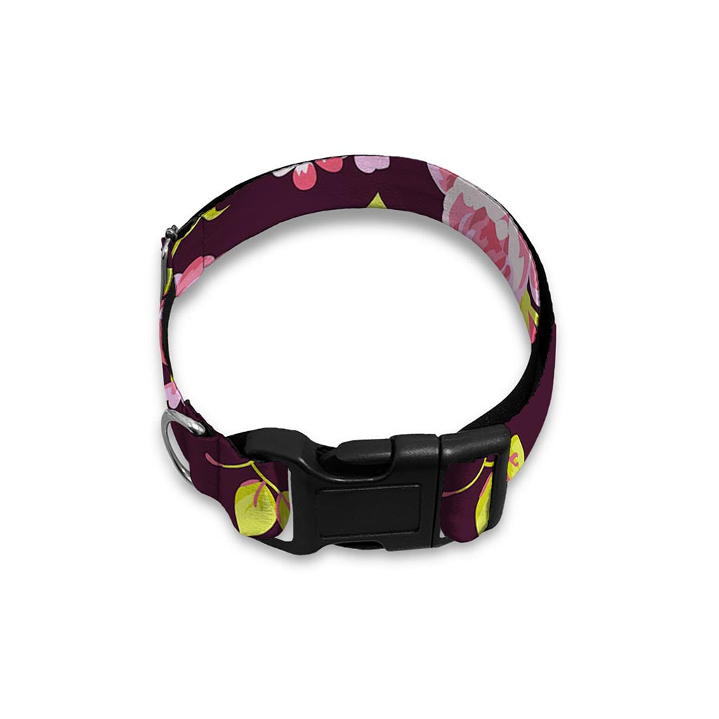 Vintage Pink Rose Floral Pattern Print Dog Collar
