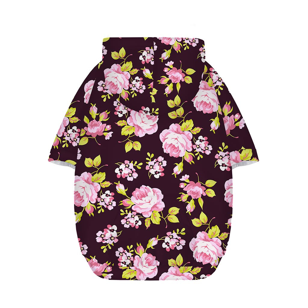 Vintage Pink Rose Floral Pattern Print Dog Zip Up Hoodie