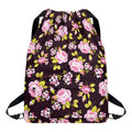 Vintage Pink Rose Floral Pattern Print Drawstring Backpack