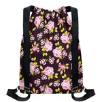 Vintage Pink Rose Floral Pattern Print Drawstring Backpack