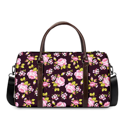 Vintage Pink Rose Floral Pattern Print Duffle Bag