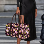 Vintage Pink Rose Floral Pattern Print Duffle Bag