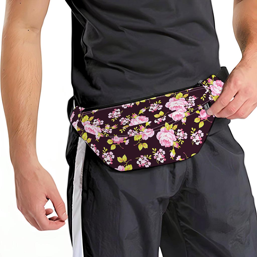 Vintage Pink Rose Floral Pattern Print Fanny Pack
