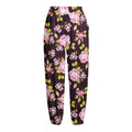 Vintage Pink Rose Floral Pattern Print Fleece Lined Knit Pants