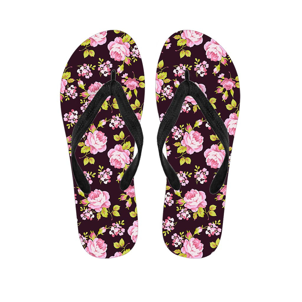 Vintage Pink Rose Floral Pattern Print Flip Flops