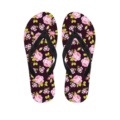 Vintage Pink Rose Floral Pattern Print Flip Flops