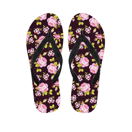 Vintage Pink Rose Floral Pattern Print Flip Flops