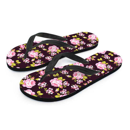 Vintage Pink Rose Floral Pattern Print Flip Flops