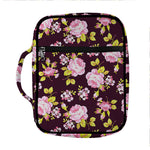 Vintage Pink Rose Floral Pattern Print Front Pocket Bible Bag