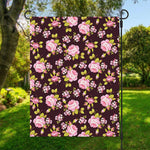 Vintage Pink Rose Floral Pattern Print Garden Flag