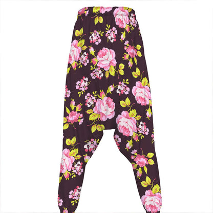 Vintage Pink Rose Floral Pattern Print Hammer Pants