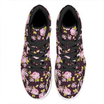 Vintage Pink Rose Floral Pattern Print High Top Leather Sneakers