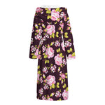 Vintage Pink Rose Floral Pattern Print Hooded Bathrobe