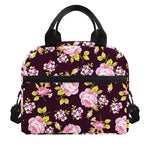 Vintage Pink Rose Floral Pattern Print Insulated Lunch Bag