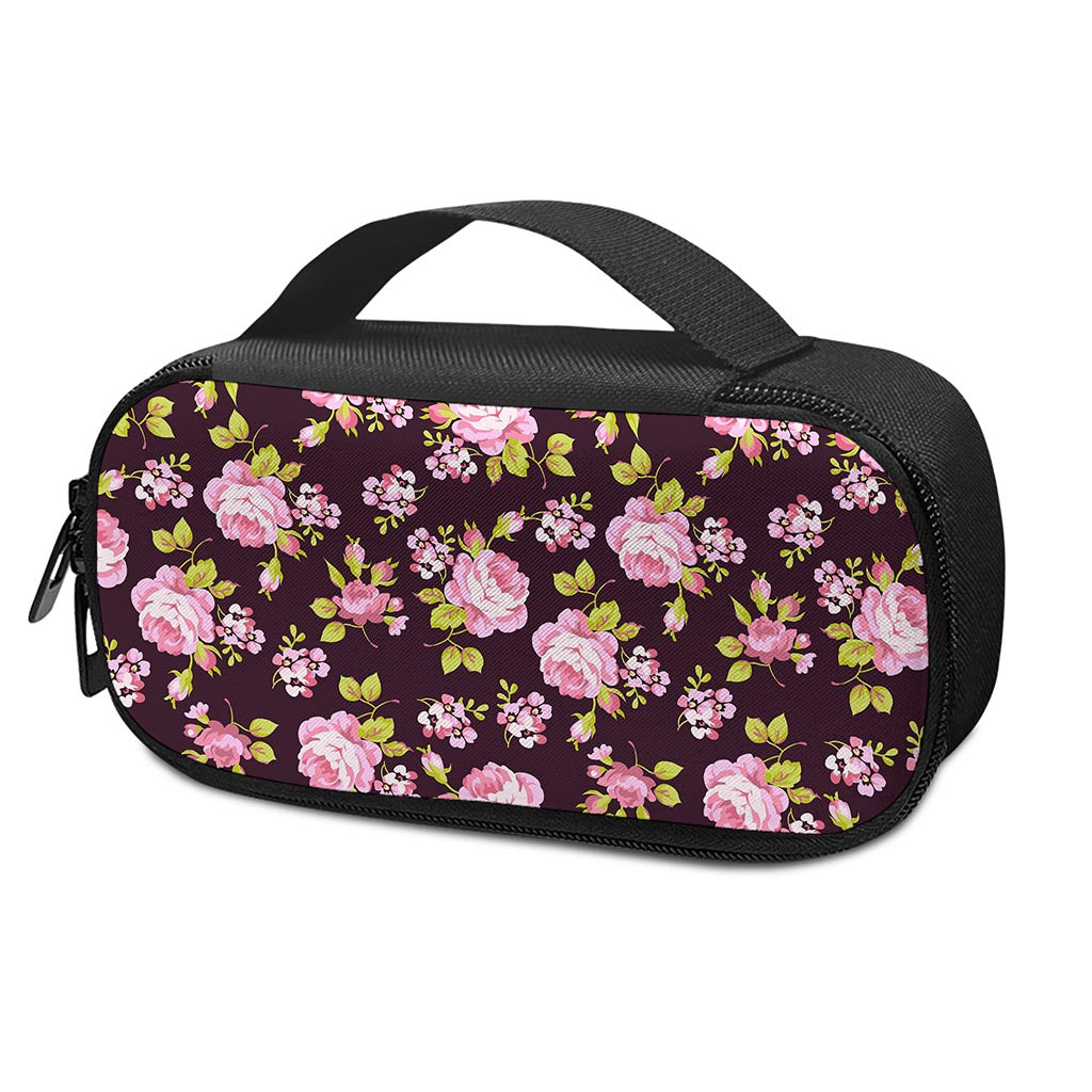 Vintage Pink Rose Floral Pattern Print Insulin Cooler Travel Case